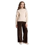 DeFacto Kız Çocuk Wide Leg Fitilli Kadife Pantolon Kahverengi, 13-14 Yaş, E8295A825WN, Kahve-BN304, Kız çocuk