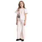 DeFacto Kız Çocuk Wide Leg Gabardin Pantolon Beyaz, 11-12 Yaş, G7579A826SM, Beyaz-WT34, Kız çocuk