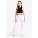 DeFacto Kız Çocuk Wide Leg Geniş Paça Pamuklu Pantolon, 7-8 Yaş, E1749A825SMWT34, Beyaz, Kız çocuk