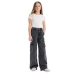 DEFACTO Kız Çocuk Wide Leg Jean Pantolon, Düşük Bel, Anthra, 8+9