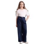 DeFacto Kız Çocuk Wide Leg Jean Pantolon Lacivert, 9-10 Yaş, G0304A826SM, Lacivert-NM26, Kız çocuk