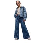 DEFACTO Kız Çocuk Wide Leg Jean Pantolon, Mid Blue, 9-10 Yaş
