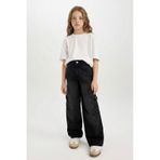 DeFacto Kız Çocuk Wide Leg Kargo Cepli Geniş Bol Paça Antrasit Jean Pantolon D7177A824WNNM36