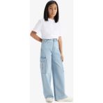 DeFacto Kız Çocuk Wide Leg Kargo Geniş Paça Jean Pantolon E5878A825AU - Mavi-NM63 - 11 - 12 Yaş