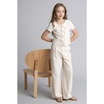 DeFacto Kız Çocuk Wide Leg Pamuklu Pantolon, 7-8 Yaş, G0608A826SM, Bej-BG737, Kız Çocuklar