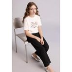 DeFacto Kız Çocuk Wide Leg Pamuklu Pantolon Siyah, 9-10 Yaş, G0608A826SM, Siyah-BK34, Kız çocuk