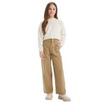 DEFACTO Kız Çocuk Wide Leg Pantolon, Bej, 9-10 Yaş