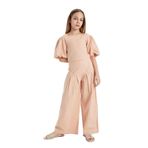 DEFACTO Kız Çocuk Wide Leg Yüksek Bel Pantolon, Salmon, 7+8