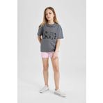 DeFacto Kız Çocuk Winx Club Oversize Fit Kısa Kollu Tişört Gri 8/9 Yaş
