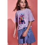 DeFacto Kpop - Demon Hunters Oversize Bisiklet Yaka Kısa Kollu Tişört Kız Çocuk H9476A826HS - Mor-PR143 - 7 - 8 Yaş