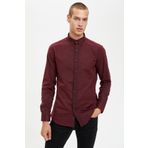 Defacto L8485AZ.19AU.GR91 Gri Uzun Kollu Slim Fit Erkek Gömlek