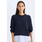 DeFacto Lacivert Triko Kazak, 2XL, D8584AX24WN, Lacivert-NV131, Kadın