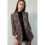 Defacto Leopar Desenli Blazer Ceket, 34, E1483AX25SM, Kahve, Kadın