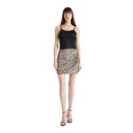 DeFacto Leopar Desenli Normal Bel Saten Mini Etek, 40, D1176AX24SM, Ekru-ER103, Kadın