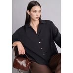 DeFacto Loose Fit Akışkan Kumaş Gömlek, S, E9007AX26SP, Siyah, Kadın