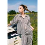 DeFacto Loose Fit Çizgili Poplin Uzun Kollu Gömlek, XS, F0403AX25SM, Kahve, Kadın