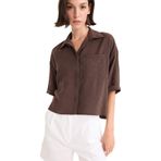 DeFacto Loose Fit Modal Kısa Kollu Gömlek, XS, F9331AX25AU, Kahve-BN192, Kadın