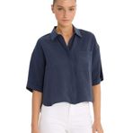 DeFacto Loose Fit Modal Kısa Kollu Gömlek, XS, F9331AX25AU, Lacivert-NV256, Kadın