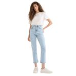DeFacto Mary Vintage Straight Fit Yüksek Bel Bilek Boy Jean Yıkamalı Pantolon, 34, E9817AX25AU, Mavi-NM39, Kadın