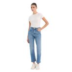 DeFacto Mary Vintage Straight Fit Yüksek Bel Bilek Boy Jean Yıkamalı Pantolon, 34, F3094AX25WN, Mavi-NM28, Kadın