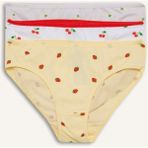 DeFacto Meyve Desenli Penye 3'lü Slip Külot Kız Çocuk H1488A826SM - 3 - 4 Yaş - Beyaz-WT34