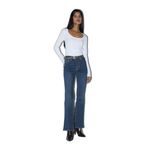 DeFacto Mia Flare Fit Normal Bel Uzun Jean Yıkamalı Pantolon, 32, F5536AX26SP, Mavi-NM34, Kadın