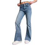 DeFacto Mia Flare Fit Yüksek Bel Dar Paça Uzun Jean Yıkamalı Pantolon, 40, H1657AX26SM, Mavi-NM39, Kadın