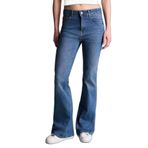 DeFacto Mia Flare Fit Yüksek Bel Uzun Jean Yıkamalı Pantolon, 34, H1128AX26SP, Mavi-NM28, Kadın