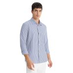 DeFacto Modern Fit Polo Yaka Çizgili Krinkıl Uzun Kollu Gömlek, S, D6003AX25AU, Beyaz, Erkek
