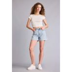 DeFacto Mom Fit Yüksek Bel Jean Şort H0637AX26SM - 36 - Mavi-NM39