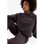 Defacto NBA Brooklyn Nets Oversize Kapüşonlu Kalın Sweatshirt, L, D6117AX25SP, Antrasit-AR223, Kadın