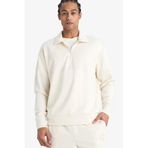DeFacto NBA Brooklyn Nets Relax Fit Polo Yaka Yarım Fermuarlı Modal Sweatshirt, XL, F1070AX25WN, Bej-BG662, erkek