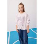 Defacto NBA Chicago Bulls Oversize Geniş Kalıp Bisiklet Yaka Sweatshirt Kız Çocuk, 7/8 Yaş (128cm), C0802A824SP, Pembe, kız-çocuk