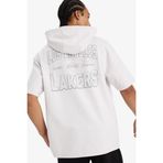 DeFacto NBA Los Angeles Lakers Boxy Fit Kapüşonlu Sırt Baskılı Kısa Kollu Tişört, S, E8766AX25AU, Gri-GR519, Erkek