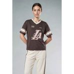 DeFacto NBA Los Angeles Lakers Oversıze Tül Kısa Kollu Tişört, 2XL, F8235AX26SP, Kahve-BN490, Kadın