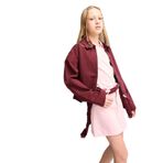 DeFacto Okul Gabardin Fermuarlı Crop Ceket Kız Çocuk, 5/6 Y, F7517A8, BORDEAUX, Kız Çocuklar