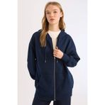 DeFacto Okul Okula Dönüş Oversize Fit Kapüşonlu Kalın Kumaş Basic Hırka V4233az24wn
