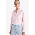 DeFacto Overshirt Fit Çizgili Poplin Uzun Kollu Gömlek, L, G0982AX25SP, Pembe, Kadın