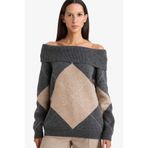 DeFacto Oversize Açık Omuz Triko Kazak, M, G7685AX25WN, Gri-GR156, Kadın