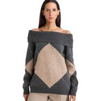 DeFacto Oversize Açık Omuz Triko Kazak, S, G7685AX25WN, Gri-GR156, Kadın