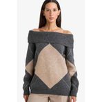 DeFacto Oversize Açık Omuz Triko Kazak, XL, G7685AX25WN, Gri-GR156, Kadın