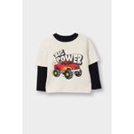DeFacto Oversize Baskılı Ekru Erkek Bebek Uzun Kollu T-shirt G6134A5/ER98