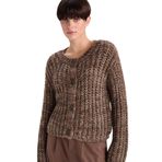 DeFacto Oversize Bisiklet Yaka Triko Hırka, L, G2143AX25WN, Kahve-BN214, Kadın