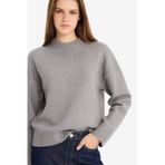 DeFacto Oversize Bisiklet Yaka Triko Kazak, L, R6044AZ25WN, Gri-GR261, Kadın
