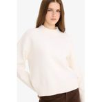 DeFacto Oversize Bisiklet Yaka Triko Kazak, M, R6044AZ25WN, Ekru-ER105, Kadın