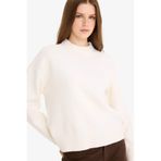 DeFacto Oversize Bisiklet Yaka Triko Kazak, S, R6044AZ25WN, Ekru-ER105, Kadın
