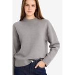DeFacto Oversize Bisiklet Yaka Triko Kazak, S, R6044AZ25WN, Gri-GR261, Kadın