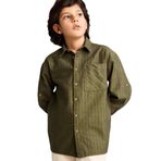 DeFacto Oversıze Çizgili Poplin Gömlek Erkek Çocuk, 8-9 Yaş, G6423A826SP, Haki-KH461, Erkek Çocuk