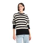 DeFacto Oversize Çizgili Triko Kazak, S, F3889AX25WN, Siyah-BK81, Kadın