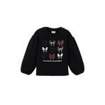 DeFacto Oversıze Desenli Sweatshırt Kız Bebek, 5-6 Yaş, G8109A526SP, Siyah-BK81, kız-bebek